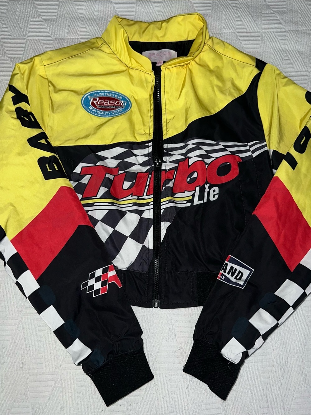 New Colorblocked Racing Puffer Jacket - Yellow/Black/Red